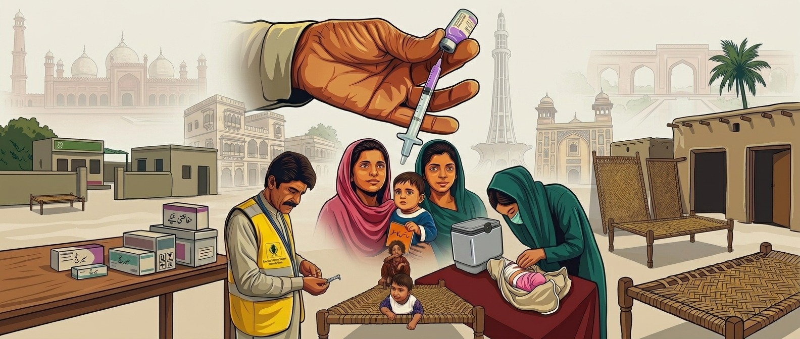 Family receiving vaccination
